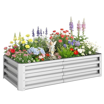Outsunny 4' x 2' x 1' Galvanized Raised Garden Bed, Silver - color: Silver