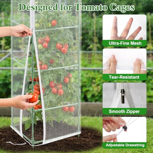 6 Pcs 57"X17.7"X17.7" Square Tomato Netting with Zipper, Insect Cover - size: Square-6PCS