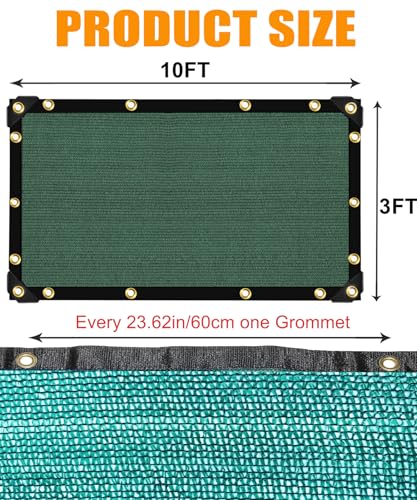 E.share 40% Green Shade Cloth, 3ft x 10ft Sun Shade Netting with Grommets - size: 40%-3 FT x 10 FT