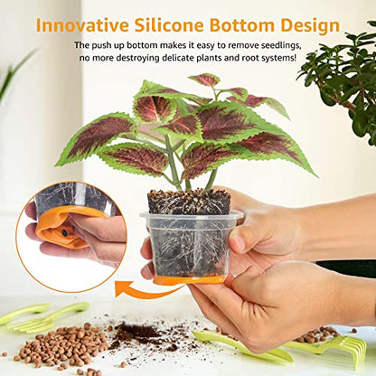 MIXC Clear Nursery Pots with Silicone Base, 4-Inch, 30-Pack - color: Orange, size: 4 Inch