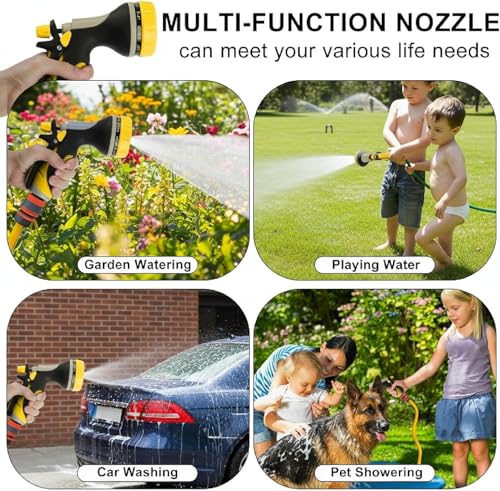 Garden Hose Nozzles with 10 Watering Patterns, Water Hose Nozzle Sprayer - color: Yellow