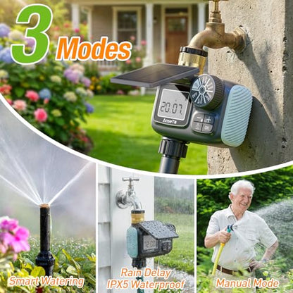 Solar Type-C Rechargeable Sprinkler Water Timer for Garden Hose Lawn