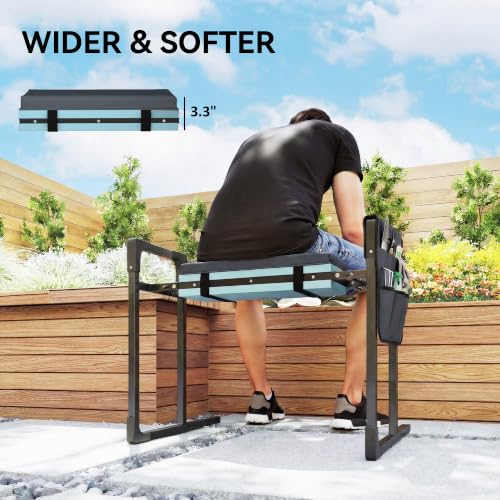 Outsunny Garden Kneeler and Seat 330lbs Heavy Duty Foldable Garden Stool