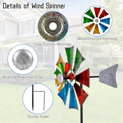 Viveta Metal Wind Spinners Outdoor, Colorful Kinetic Wind Spinner - color: Colorful-single