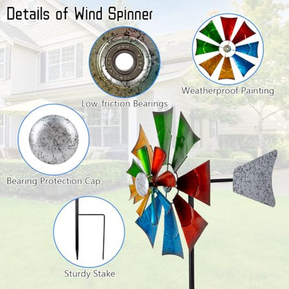 Viveta Metal Wind Spinners Outdoor, Colorful Kinetic Wind Spinner - color: Colorful-single