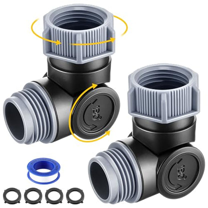 2 Pack Garden Hose Swivel Adapter, 3/4" GHT Elbow Connector, Gray - color: Gray