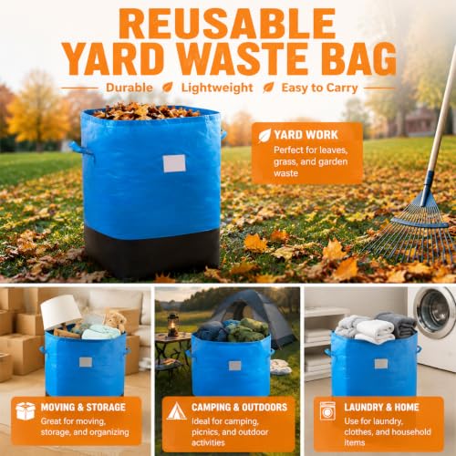 48 Gallon Reusable Yard Waste Bags,3 Pack Lawn and Leaf Bags,Garden Bags