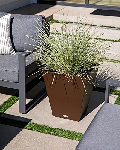 Veradek Pure Series Nobleton Planter - Tapered Square Outdoor Planter - color: Espresso, size: 18 inch - 2 Pack