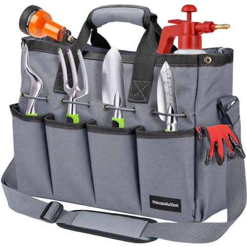 Housolution 14Inch Garden Tote Bag, 900D Standable, Gray - color: Gray