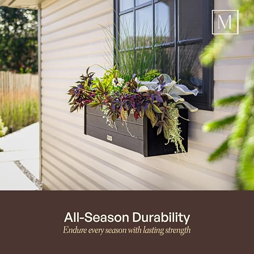 Mayne Vista 48in Rectangular Window Box Planter, Charcoal - size: 48in
