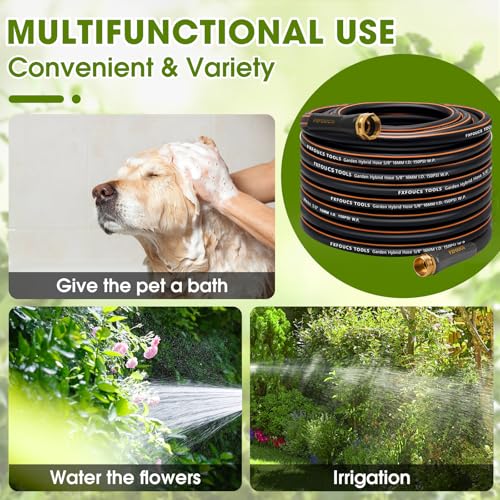 Garden Hose 75ft x 5/8", Heavy Duty Water Hose, Kink Resistant - color: Black, size: 75FT
