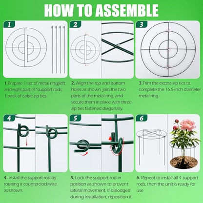 8 Pack Peony Cages and Supports, 16.5 x 20 Inch Plant Support Cage Set - size: 8 Pack- 16.5*20"