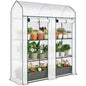 Outsunny 3 Tier Mini Greenhouse 2 Roll-up Doors 56.3" x 18.1" x 65" White - color: White