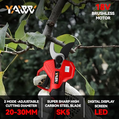 Electric Pruning Shears for Milwaukee M18 Battery, Portable Cordless Pruning Shears with LCD Display＆SK5 Blades, Adjustable Cutting Diameter 0.8-1.2 Inch for Gardening Tree Pruning(Tool Only) - style: For Milwaukee
