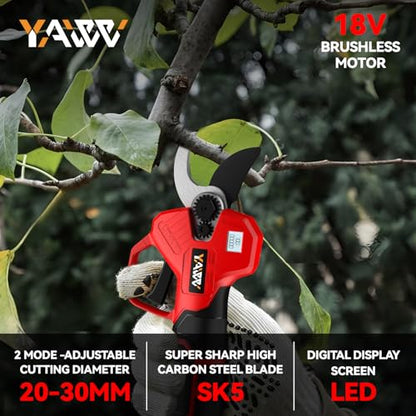 Electric Pruning Shears for Milwaukee M18 Battery, Portable Cordless Pruning Shears with LCD Display＆SK5 Blades, Adjustable Cutting Diameter 0.8-1.2 Inch for Gardening Tree Pruning(Tool Only) - style: For Milwaukee