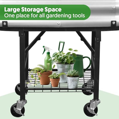 Self-Watering Raised Garden Bed with Legs, Wheels, and Foldable Stand