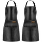 NLUS 2 Pack Cooking Aprons for Women with Pockets Adjustable Kitchen Bib Aprons for Women Men Chef, Black/White Stripe (Classic Black/White Stripes) - color: White/Black-2