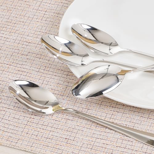 HIKAA 4 Pcs Dinner Spoons Set, 18/10 Stainless Steel Spoons - size: 4-Piece, style: DINNER SPOONS