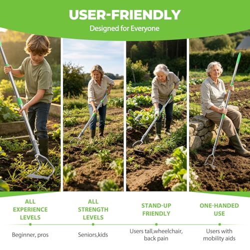 Weed Puller Tool, 65" Long Handle Heavy Duty Stand Up Weeder – No Bending Hand Weeder Remover for Gardening, Lawn, Yard, Patio – Garden Hoe for Weeding