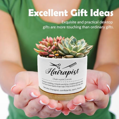 Funny Hairapist Planter Pots, Gifts for Hairstylist Ceramic Succulent Plant Flower Planters(No Plants) - color: Style 01