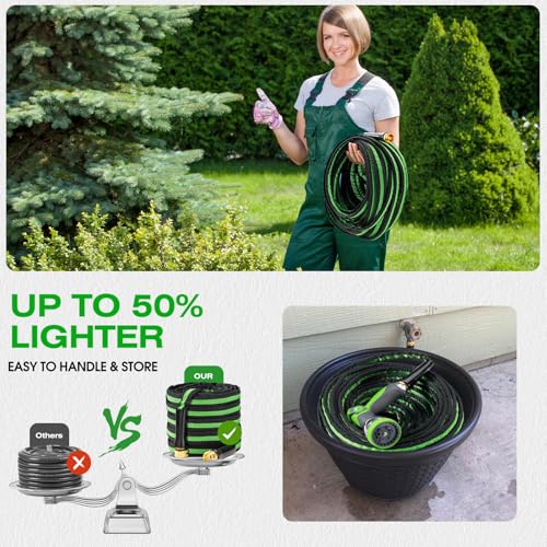 50FT Lightweight Super Flexible Garden Hose - color: black-green, size: 50 FT