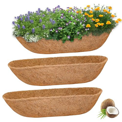 Halatool 30" Coco Liners for Planters, 3Pcs Coconut Liners for Window Boxes - size: 30in