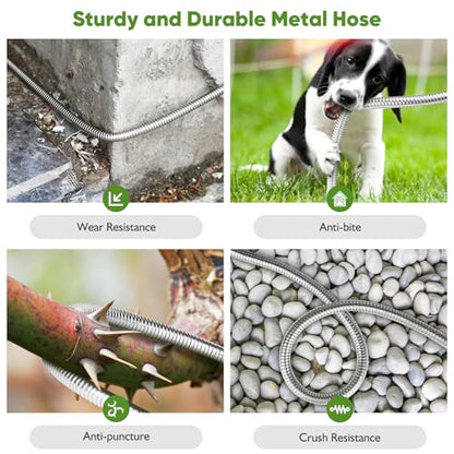 Rcfunkid Garden Hose 125FT No-Kink Metal Hose With 10 Function Nozzle Tough - size: 125FT