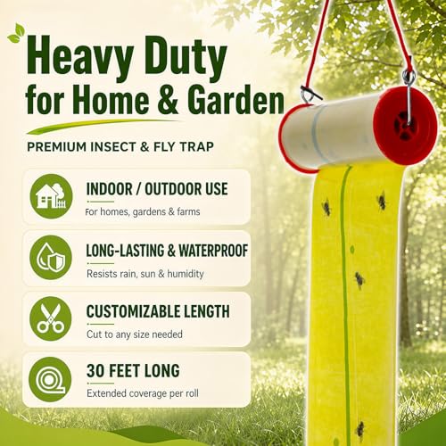 15 Rolls Sticky Fly Trap 30 ft Each, Fluorescent Green Yellow - color: Fluorescent Green,Fluorescent Yellow