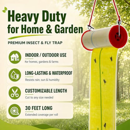 15 Rolls Sticky Fly Trap 30 ft Each, Fluorescent Green Yellow - color: Fluorescent Green,Fluorescent Yellow