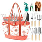 10Pcs Garden Tool Set, Rust-Proof Stainless Steel, Ash Wood Handles, Pink - color: Pink
