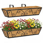Y&M 24 Inch Window Deck with Coco Liner, Fence Metal Hanging Flower Planter Window Basket Deck Railing Planter Boxes for Outdoor Garden Lawn-Butterfly, 2pcs - size: Butterfly 24in 2p