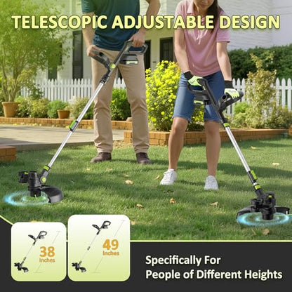 12-in Cordless String Trimmer/Edger, Two 2.0Ah Batteries, Auto Line Feed