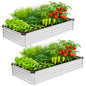2 Pack 8x4x1FT Galvanized Metal Raised Garden Bed Kit for Vegetables, Herbs, Open-Bottom Large Capacity Outdoor Planter Box Gardening Stakes, Silver - size: 8x4x1FT(2PCS)