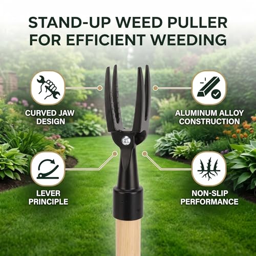 Weed Puller Head, Alloy Stand Up Weed Puller Portable Aluminum Alloy Weed Picker 4 Claw Non Slip Weeding Head Tool