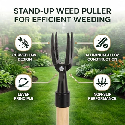 Weed Puller Head, Alloy Stand Up Weed Puller Portable Aluminum Alloy Weed Picker 4 Claw Non Slip Weeding Head Tool
