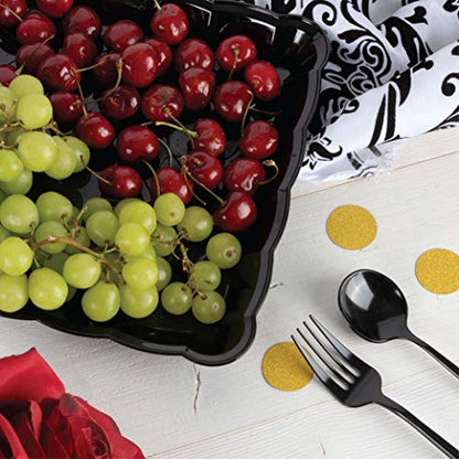 Plasticpro Plastic Serving Trays - Serving Platters Rectangle 9X13 Disposable Party Dish Includes 8 Black Trays - color: Black