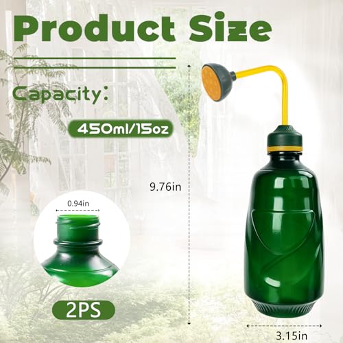 450ML Small Watering Can, 2 in 1 Spray Head for Indoor Plants, Green - size: Green-2pcs
