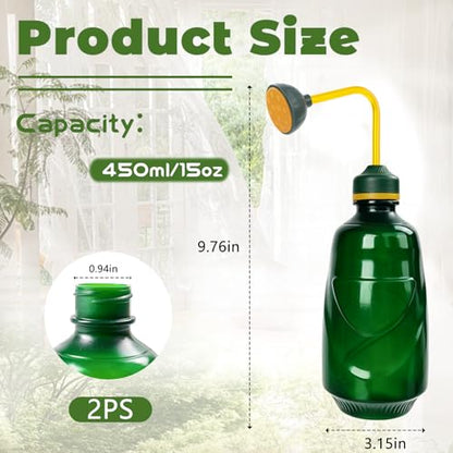 450ML Small Watering Can, 2 in 1 Spray Head for Indoor Plants, Green - size: Green-2pcs