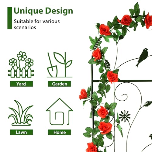 2 Pack 86.5" x 19.7" Metal Garden Trellis for Climbing Plants, Black - color: 2 Pack - Arched - 86.5" x 19.7"-Black