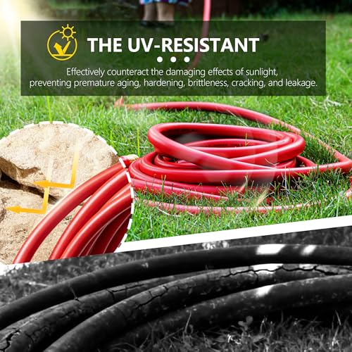 5/8" Garden Hose 75ft, -40℉ To 190℉ Hot/Cold Rubber hose, Red - color: Red, size: 75Ft