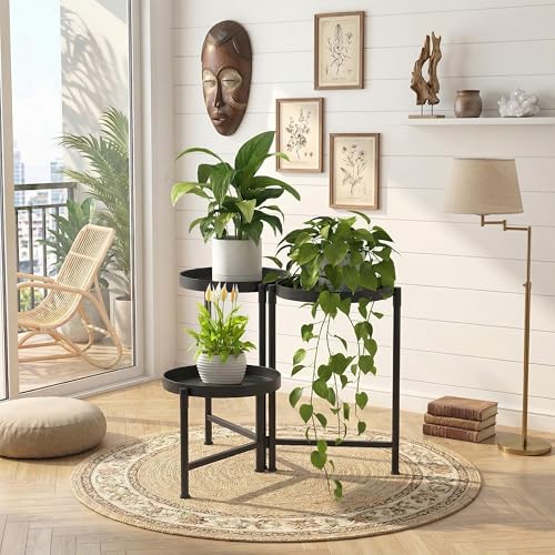 3 Tier Tall Metal Plant Stand, Duty Tiered Flower Shelf for Patio Garden - size: 3 Tier