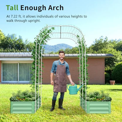 DoCred 3 in 1 Raised Garden Bed with 87"H Arch Trellis 4x2x1 Ft (Rectangle) - color: Green