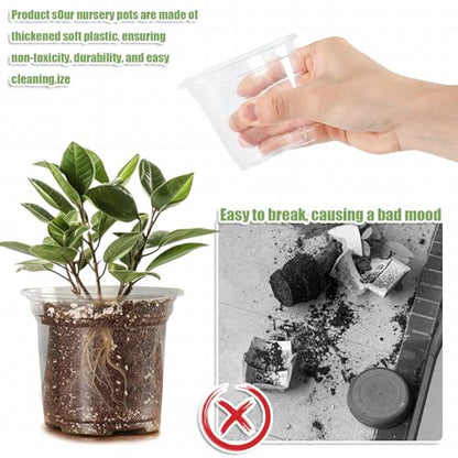 30Pack 3/4/5" Clear Nursery Pots with Drainage - size: 3/4/5Inch