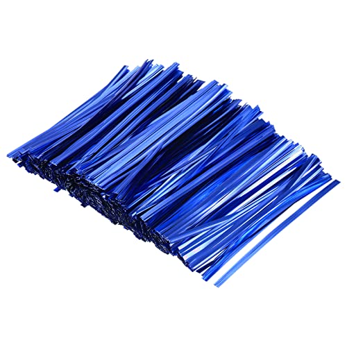 MECCANIXITY Foil Twist Ties 4" 10cm Metallic Plastic Closure Tie for Tying Bread, Candy, Cookies, Gift Bags Arts Crafts Ties Blue Pack of 750 - color: Blue, size: 4-inch