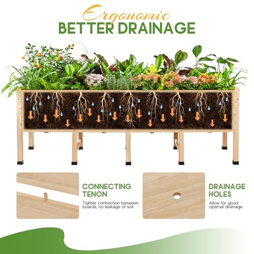 AMERLIFE 7x2 Ft Raised Garden Bed, 16 Inch Deep Wood Planter with Legs