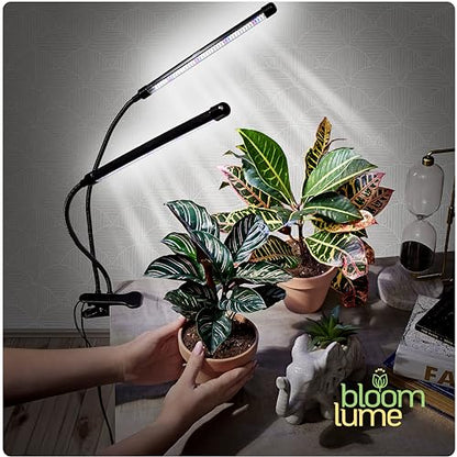 Bloom Lume LED Grow Lights for Indoor Plants Full Spectrum 6000K - Plant Grow Lights Indoor Features Multi Mode Color Spectrums (Red, White & Blue), Dimmable, Auto Timer, Clip on Gooseneck Plant Lamp