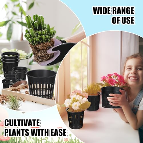 SiliFine 18 Pcs Hydroponic Net Pots, Variety Size Black Plastic for Orchids