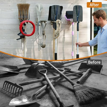 lukar 4 PCS Wall Mounted Shovel Rack with Non-slip Design