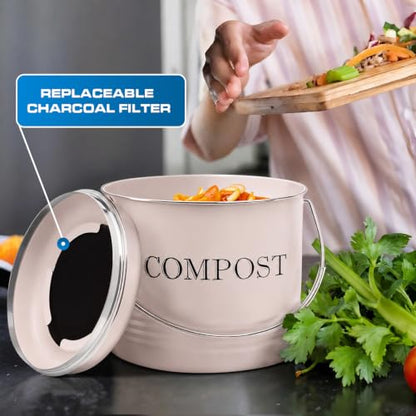 Plexon Countertop Compost Bin Kitchen, Kitchen Compost Bin 1.3 Gallon