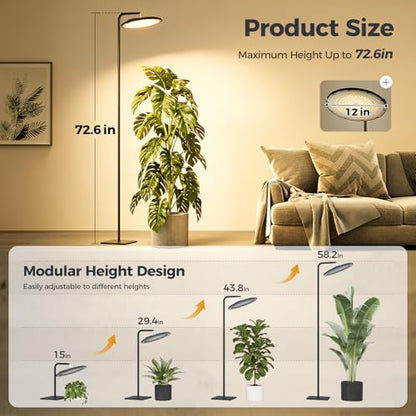 Bamworld Hanging Grow Light for Indoor Plants 12in Large Head Full Spectrum